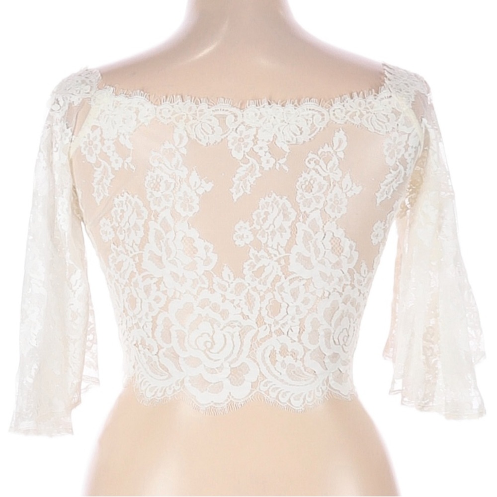 EUC Amy Kuschel Ivory Lace Bridal Topper